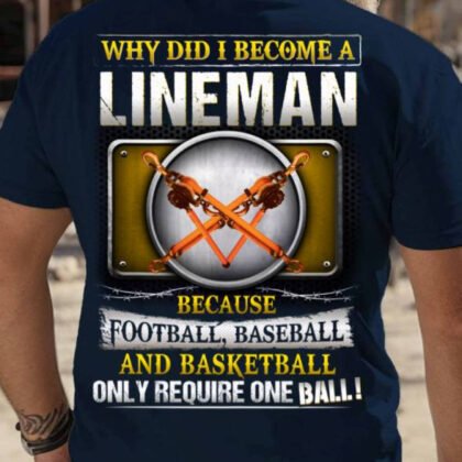 Why Did I Become A Lineman Shirt - Funny Sports Quote